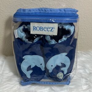 Robeez Navy and Light Blue Dolphin Toddler Soft Sole Shoes